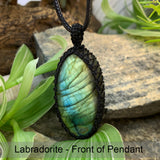 Labradoriet Macrame hanger ketting