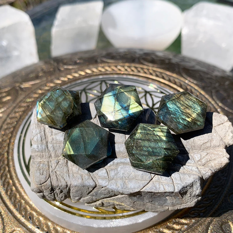 Labradorite Sacred Geometry Faceted Crystal