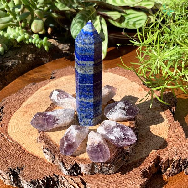 8-delige set Lapis Lazuli + Amethist