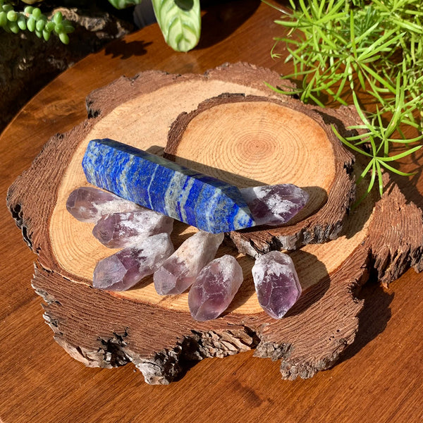 Conjunto 8 Peças Lápis Lazuli + Ametista