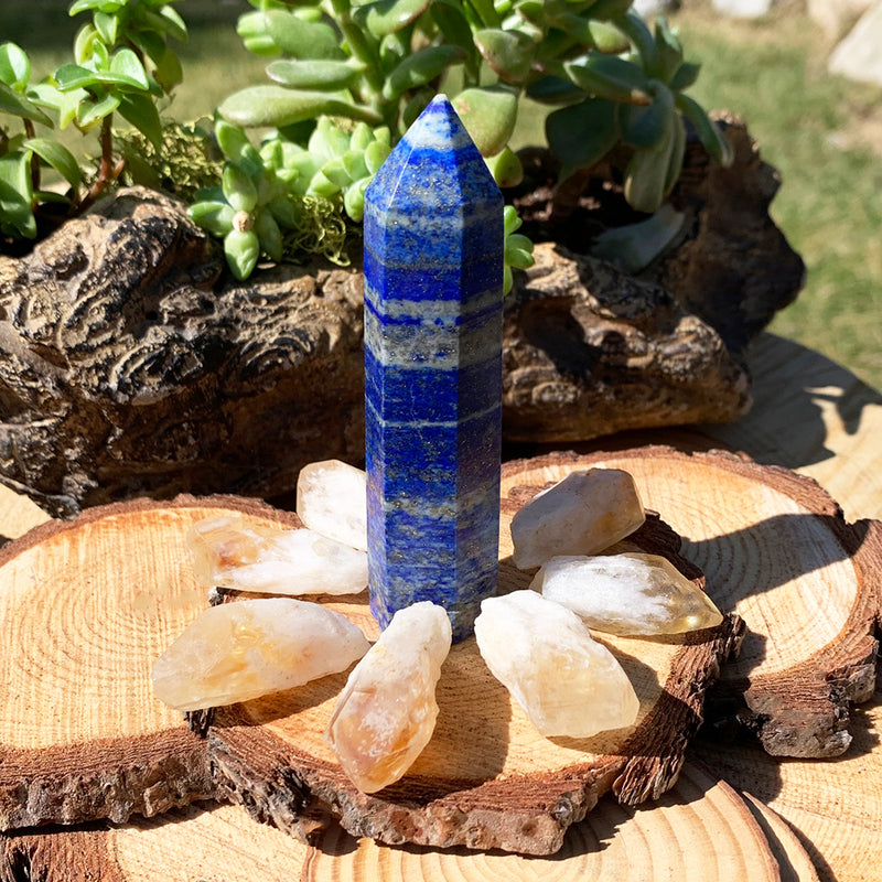 CONCOURS GRATUIT ! Lapis Lazuli et éclats de citrine naturelle (8 pièces) – (payez simplement les frais d’expédition)