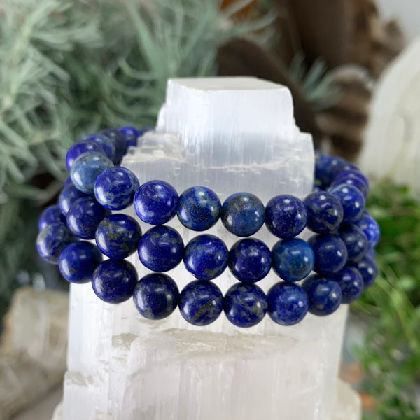 Mala Lapis Lazuli armbånd med fløjlspose