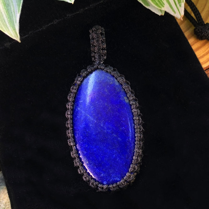 Lapis Lazuli Macrame vedhæng halskæde