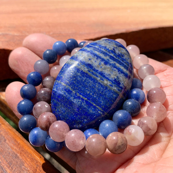 Lapis Lazuli Palmstone + Aventurine Mala Bracelets Gift Set