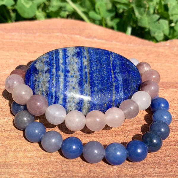 Lapis Lazuli Palmstone+ Aventurine Mala Bracelets Gift Set