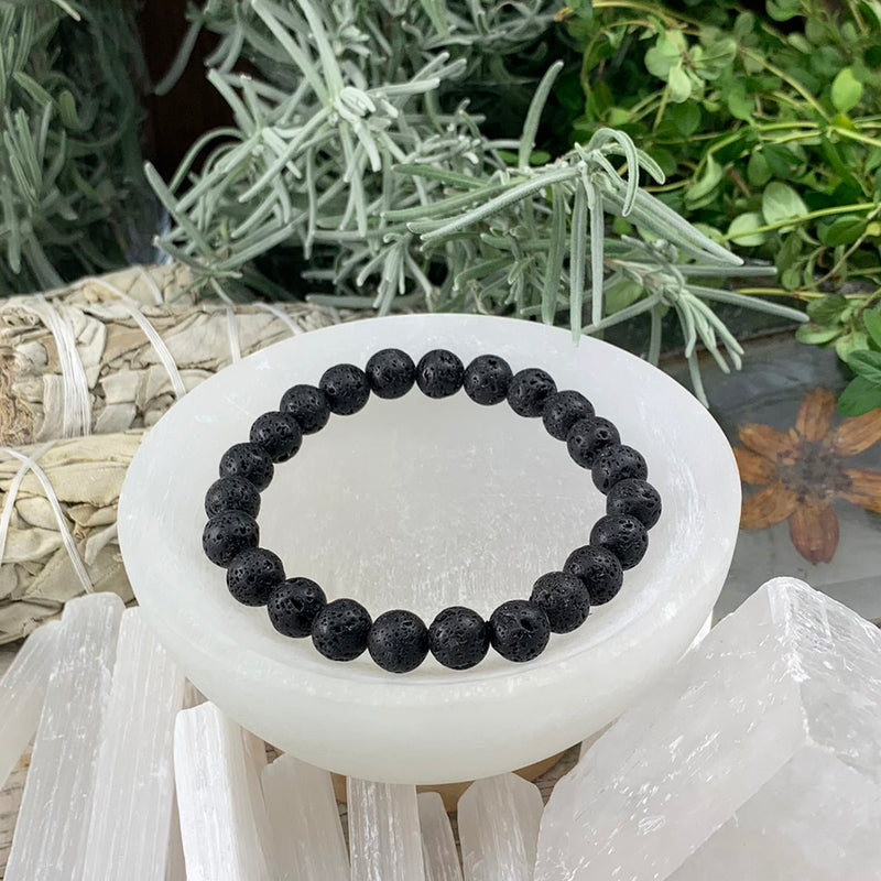 Mala Lava Stone Bracelet With Velvet Pouch