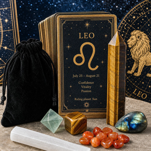 ♌ Løven - 23. juli - 21. august - Zodiac Crystal Fusion-sæt med pose
