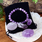 OFERTA GRATUITA! Conjunto de bolsa unidade de pulseira Lepidolite Mala - (basta pagar o custo do frete)