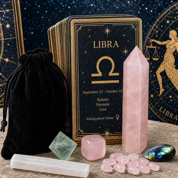 ♎ Libra - 23. september til 22. oktober - Zodiac Crystal Fusion-sæt med pose