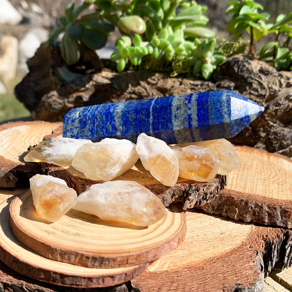 CONCOURS GRATUIT ! Lapis Lazuli et éclats de citrine naturelle (8 pièces) – (payez simplement les frais d’expédition)