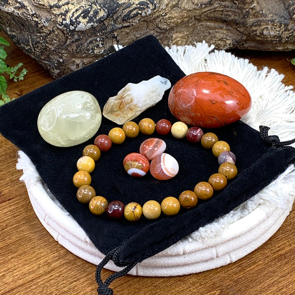 FREE GIVEAWAY! Golden Mookaite Mala Bracelet Empowerment Pouch Set (Just Pay Cost of Shipping)