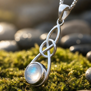 Z ARRON DESIGN Collier avec pendentif en fil de cuivre et pierre de lune Serenity