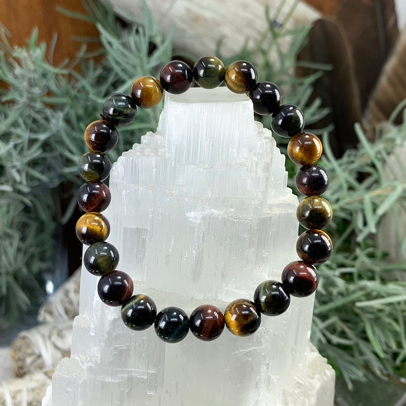 Mala Multicolor Tiger's Eye armbånd med fløjlpose