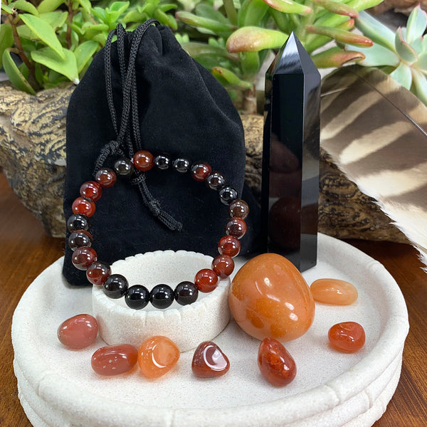 Conjunto de pulseira Mala e cristal de aterramento 🙏