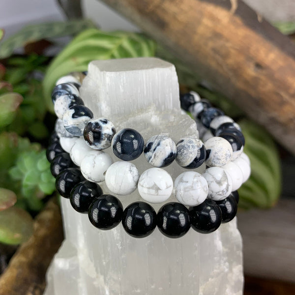 Beskyttelse og innsikt 3-PC Crystal Mala armbåndsett