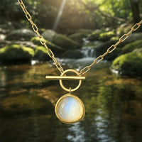 Z ARRON DESIGN Collier avec pendentif en fil de cuivre et pierre de lune Serenity