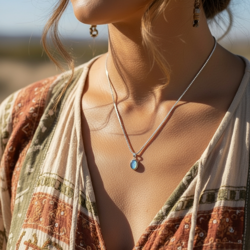 Z ARRON DESIGN Colar com pingente de fio de cobre Serenity Moonstone