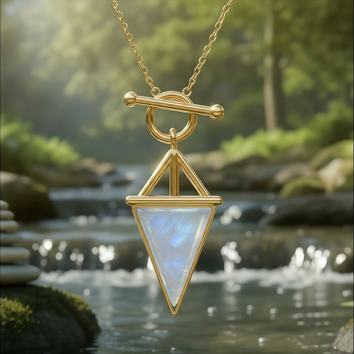 Z ARRON DESIGN Collier avec pendentif en fil de cuivre et pierre de lune Serenity