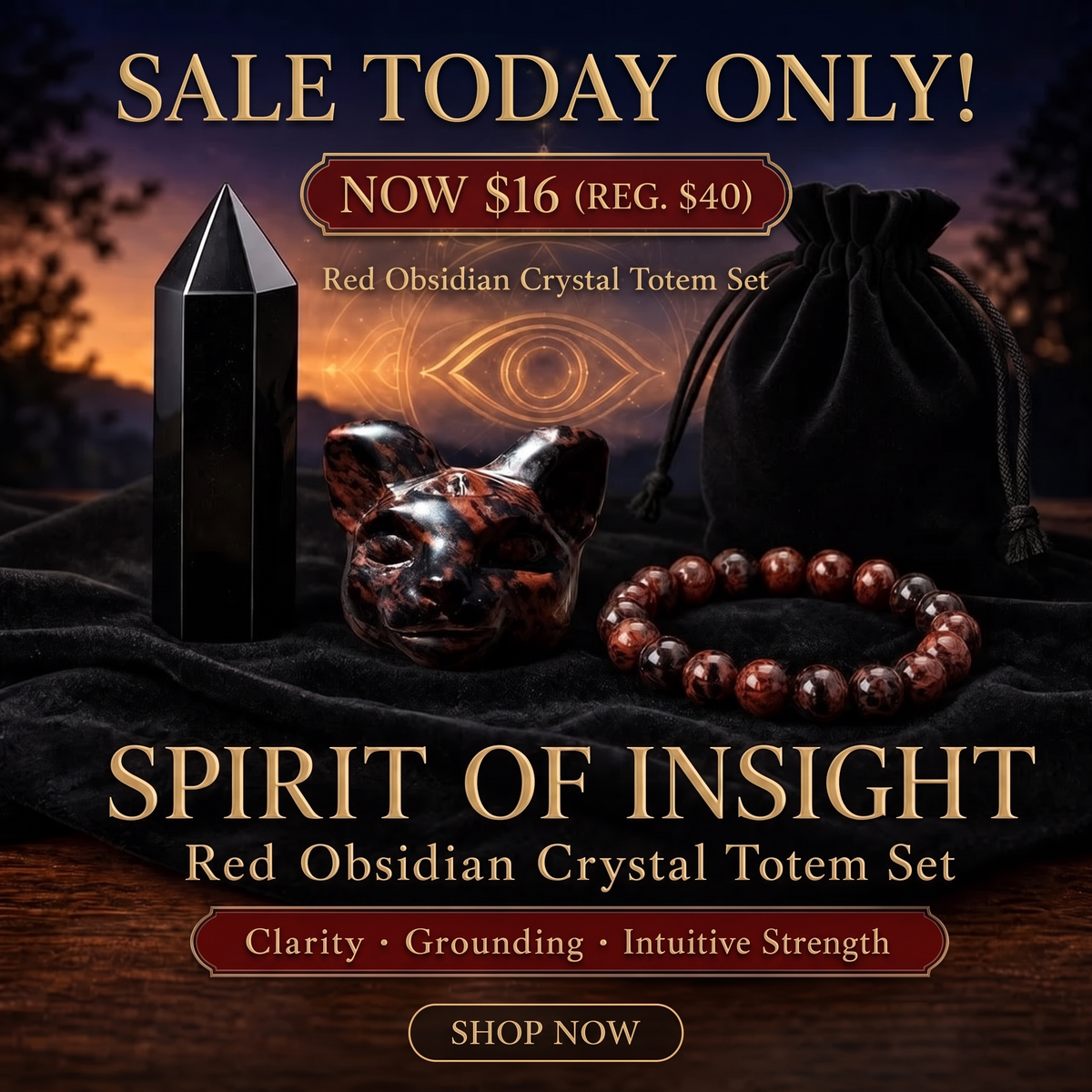 Spirit of Insite – Rotes Obsidian-Kristall-Totem-Set