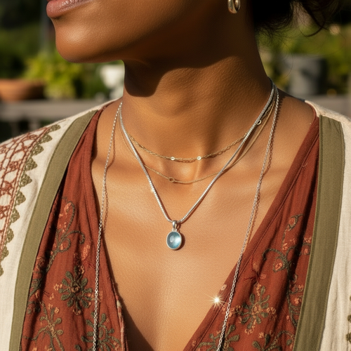 Z ARRON DESIGN Colar com pingente de fio de cobre Serenity Moonstone