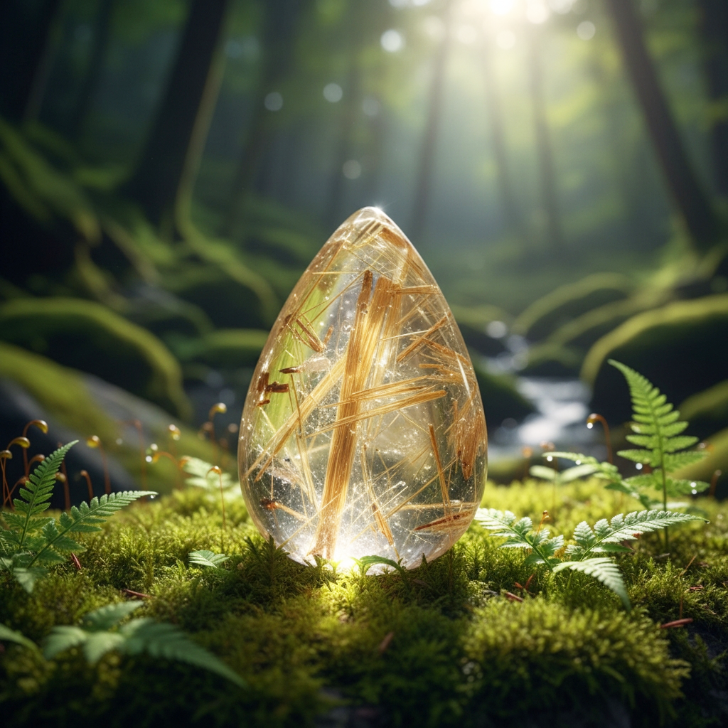 Larme de quartz rutilée de cheveux d’ange