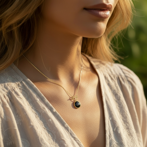 Z ARRON DESIGN Collier avec pendentif en fil de cuivre et pierre de lune Serenity