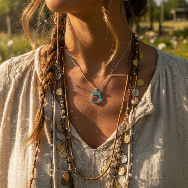 Z ARRON DESIGN Serenity Moonstone kobbertråd anheng halskjede