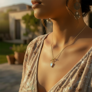 Z ARRON DESIGN Collier avec pendentif en fil de cuivre et pierre de lune Serenity