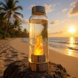 Bouteille d'eau en cristal + étui de transport