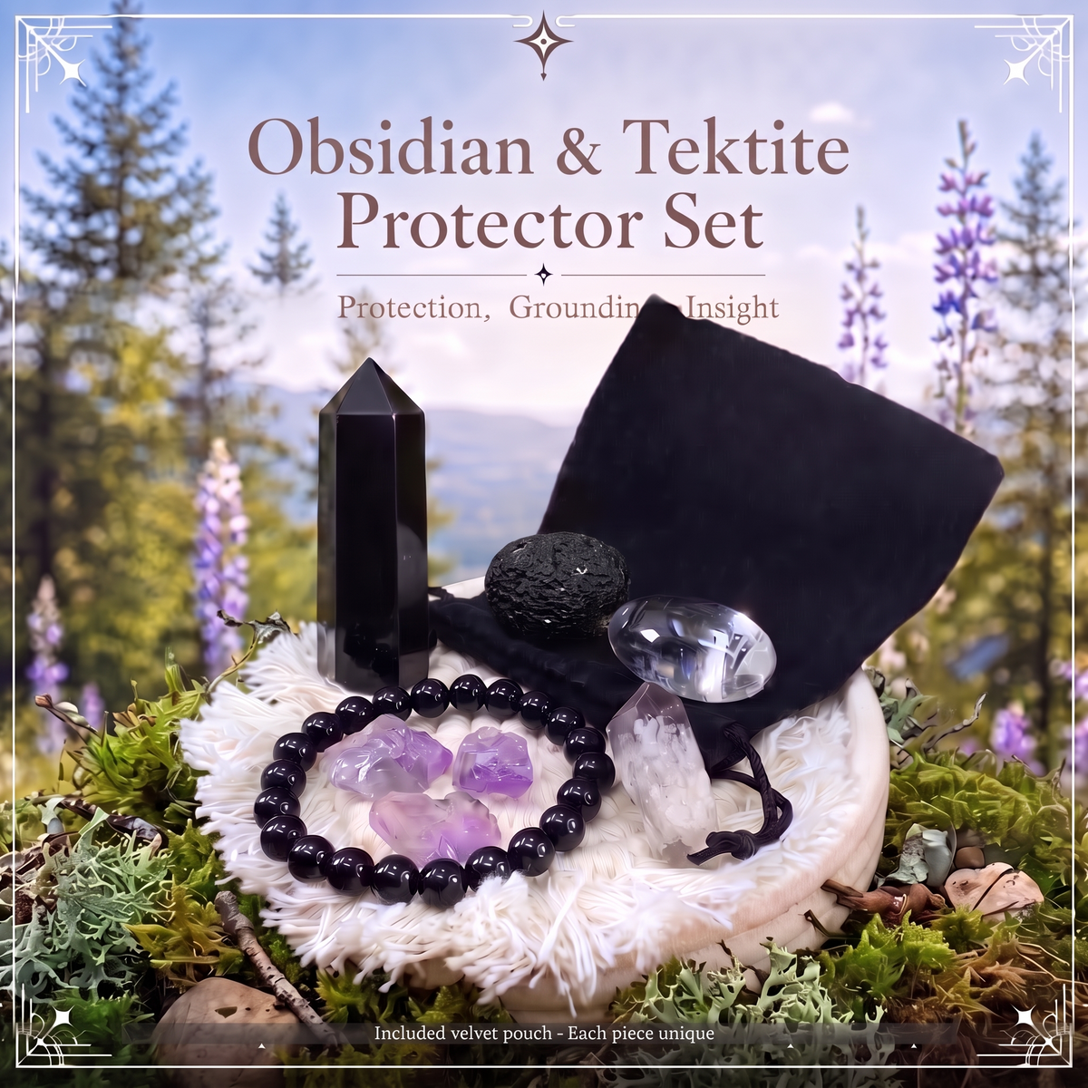 Obsidian & Tektite Protector Pouch Set