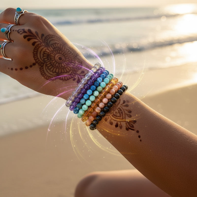 7-delige Mala kralenarmband Chakra-set (een armband voor elke chakra)