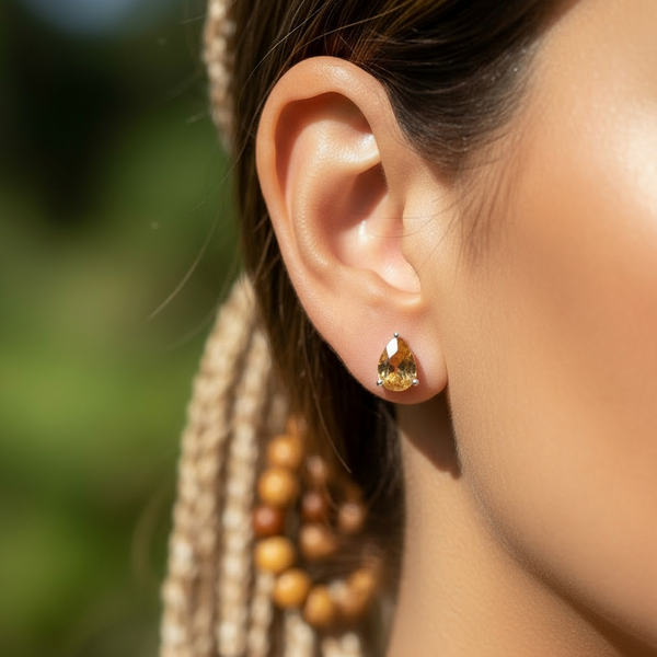 Citrine & Sliver "Abundance" Stud Earrings
