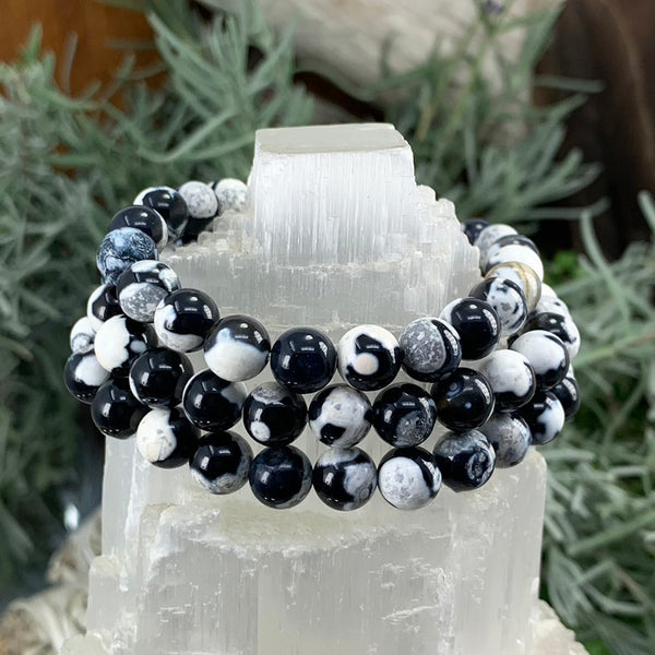 Pulsera Mala Orca Jaspe Con Bolsa De Terciopelo