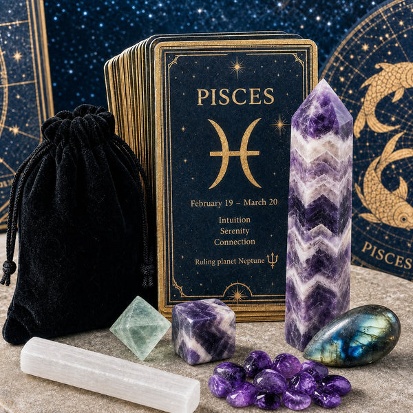 ♓ Fiskene - 19. februar - 20. marts - Zodiac Crystal Fusion Sæt med etui