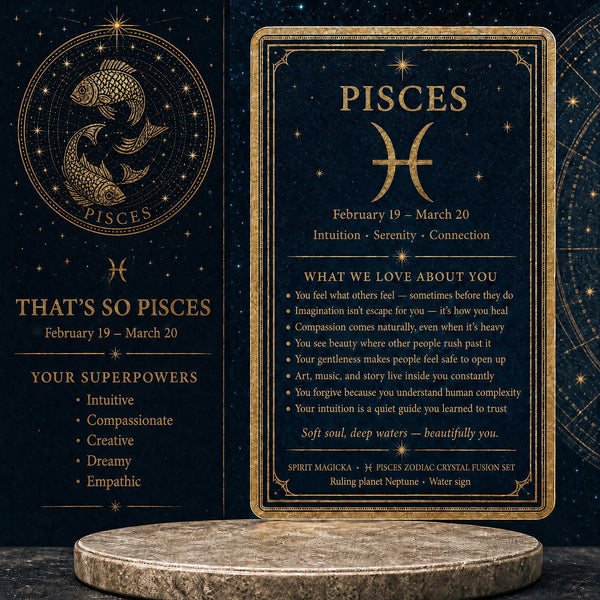 ♓ Fiskene - 19. februar - 20. marts - Zodiac Crystal Fusion Sæt med etui