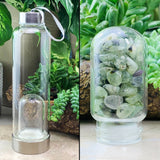 WWW - PRICING - Prehnite With Tourmaline Mini Gemstone Pod Crystal Water Bottle - water