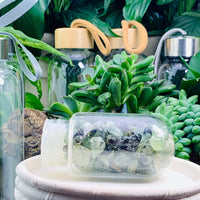 WWW - PRICING - Prehnite With Tourmaline Mini Gemstone Pod Crystal Water Bottle - water