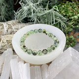 Mala Prehnite armbånd med fløjlspose