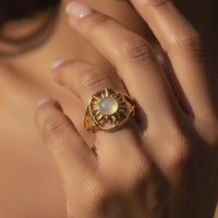 Moonstone & Gold Solar Glow Ring