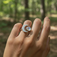 Z ARRON DESIGN Collier avec pendentif en fil de cuivre et pierre de lune Serenity