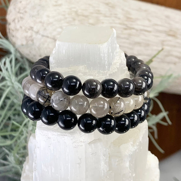 Energibeskyttelse 3-PC Crystal Mala armbåndssæt