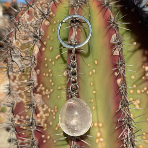 Clear Quartz Crystal Keychain