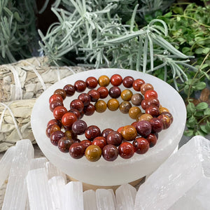 Pulsera Mala Red Earth de jaspe Mookaite con bolsa de terciopelo