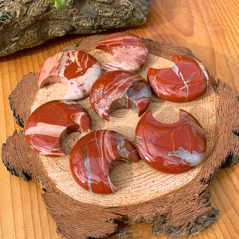 Red Jasper Crescent Moonstones