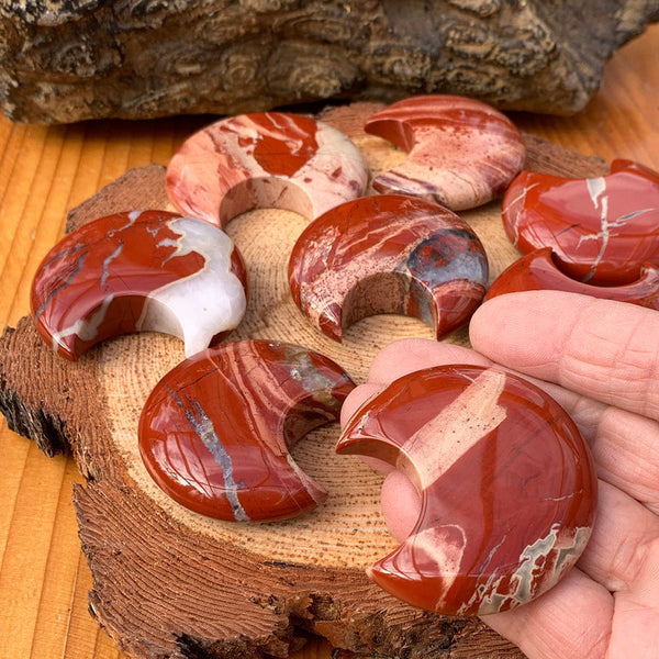 PRIZE WINNER! Red Jasper Crescent Moonstones - (Just Pay Cost of Shipping)