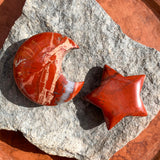 Red Jasper Star + Crescent Moon Set