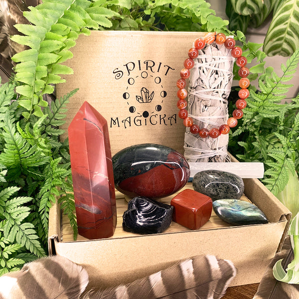 Beskyttende Red Jasper + Allies Crystal Collection