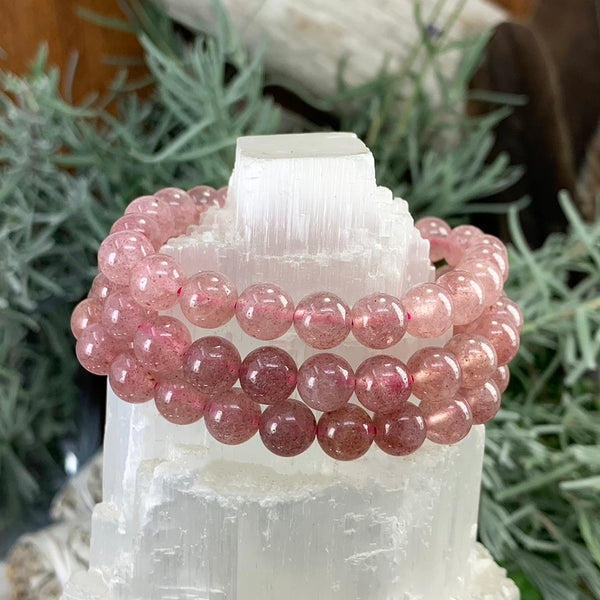 Mala Strawberry Quartz Armbånd med fløjlpose