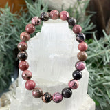 Mala Rhodonite Bracelet With Velvet Pouch