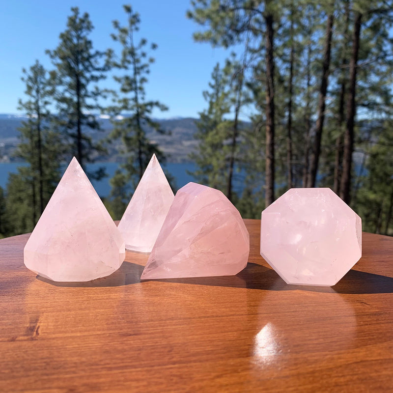 Cristal de lapidação de diamante de quartzo rosa